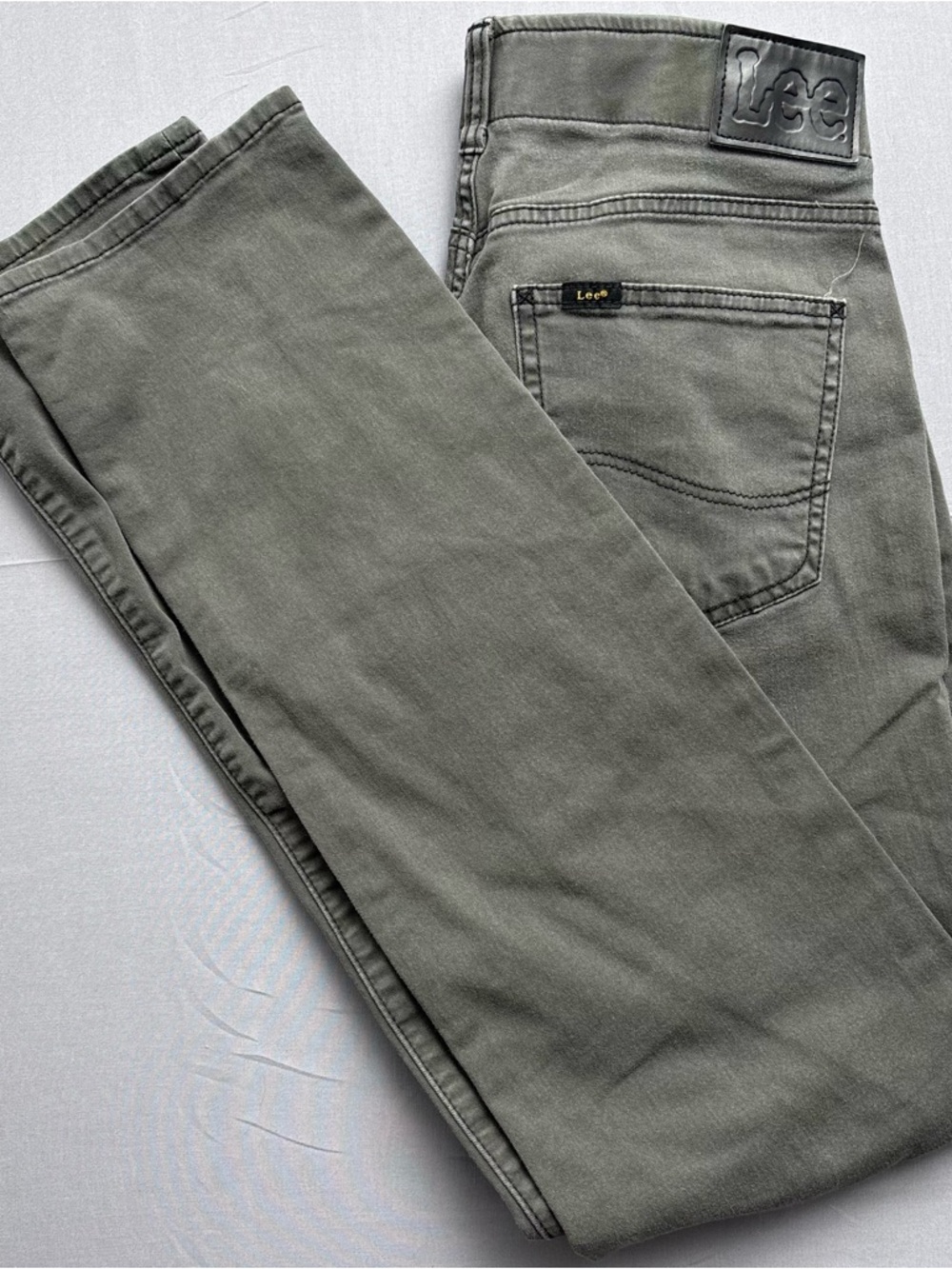 Lee Extreme Motion Slim Straight Gray Denim Jeans Men's Stretch Button Zip 29x34